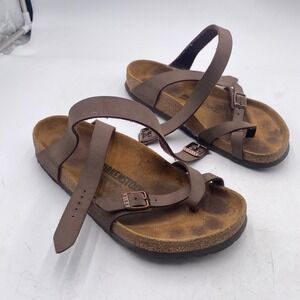 Birkenstock Yara Mocha Birko-Flor Sandals Women 39 Brown Toe Loop Strappy Boho